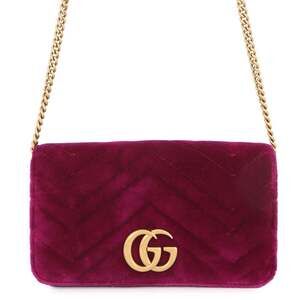 Gucci Chain Shoulder Bag GG Marmont Velour Quilted Mini 488426 GUCCI Handbag ...